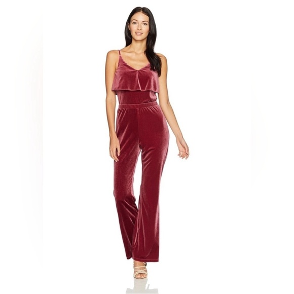 BB Dakota Velvet Wine Jumpsuit - Picture 2 of 11
